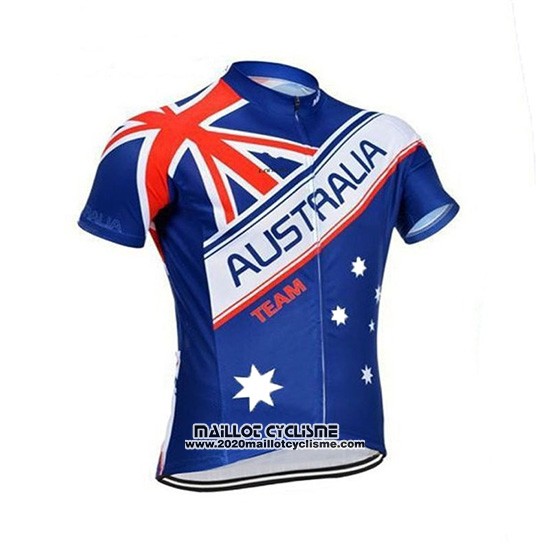 2018 Maillot Ciclismo Australie Bleu et Rouge Manches Courtes et Cuissard